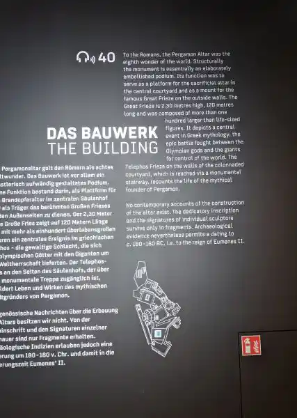 Blueprint or the engineering drawing of the Pergamon altar, located at the Pergamon museum.